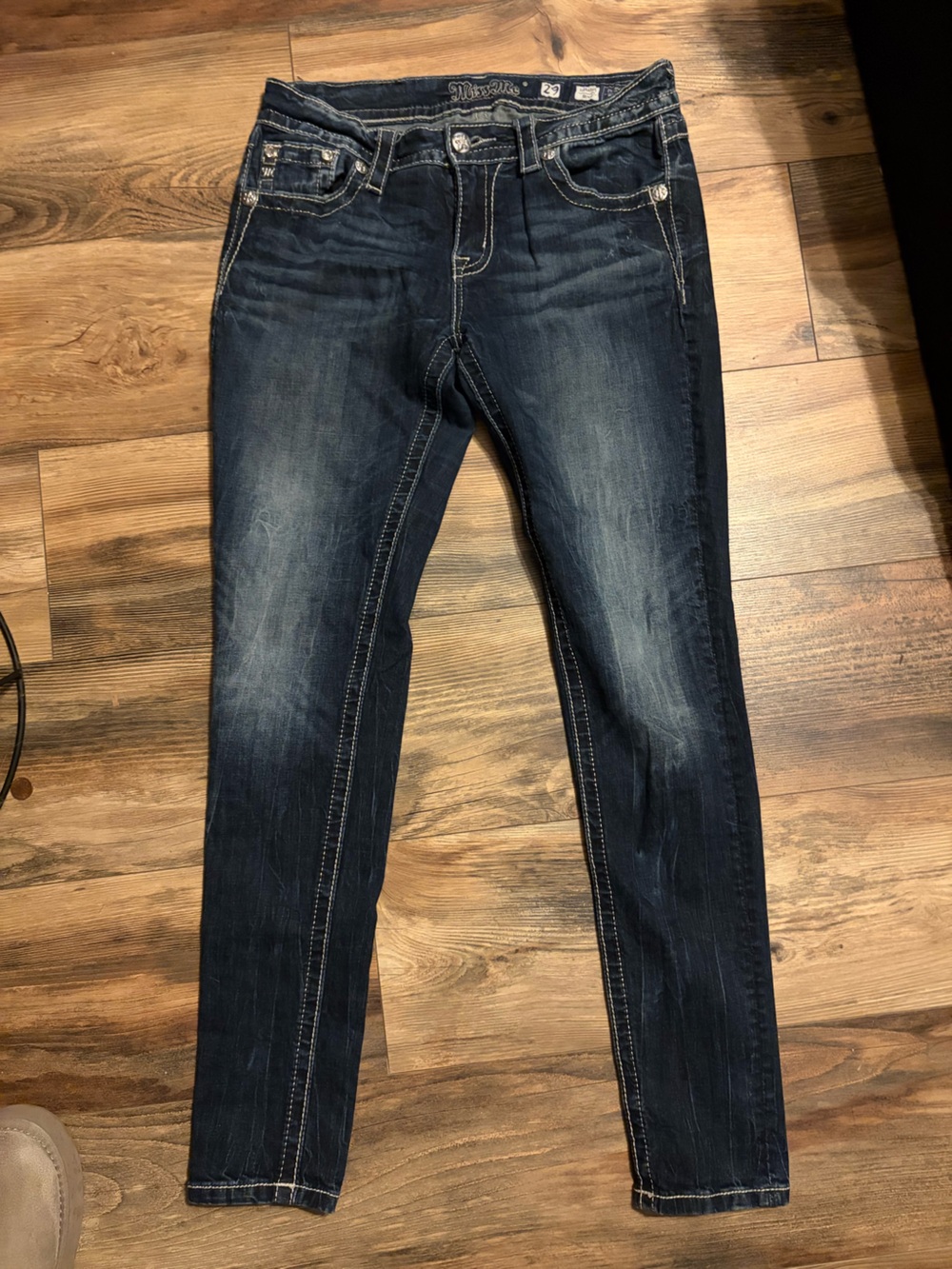 Miss Me Women's Skinny Dark Blue Washed Jeans Size 29